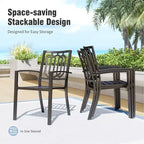Captiva Designs 7pc Patio Dining Driftwood Finished Rectangle Steel Table & Metal Arm Chairs