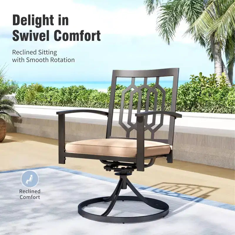Captiva Designs 7pc Patio Dining Driftwood Finished Rectangle Steel Table & Metal Arm Chairs