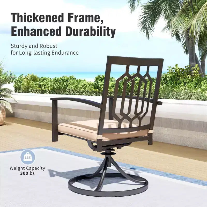 Captiva Designs 7pc Patio Dining Driftwood Finished Rectangle Steel Table & Metal Arm Chairs