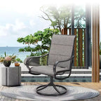 Captiva Designs 7pc Outdoor Patio Rectangle Metal Dining Table & Grayish Brown Textilene Swivel Chairs