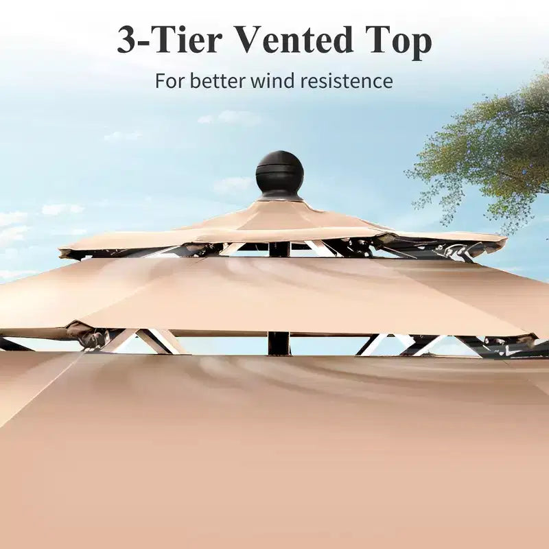 Captiva Designs 6pc Patio Square Steel Dining Table & Sling Swivel Chairs & Market Umbrella