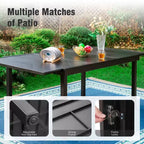 Captiva Designs 9pc Patio Dining Extendable Steel Rectangle Table & Rattan Metal Fixed Chairs & Swivel Arm Chairs
