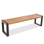3pcs Patio Dining Set, Outdoor Dining Table With 2 Benches, Acacia Wood Top & Steel Frame, All Weather, Outdoor & Indoor, Natural -ModernLuxe