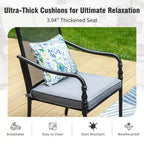 Captiva Designs 5pc Patio Dining Steel Table with Umbrella Hole & Metal Chairs with Cushions