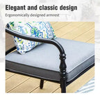 Captiva Designs 5pc Patio Dining Steel Table with Umbrella Hole & Metal Chairs with Cushions