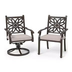 Captiva Designs 7PC Cast Aluminum Patio Dining Set with Rectangle Table & Flower Back Chairs