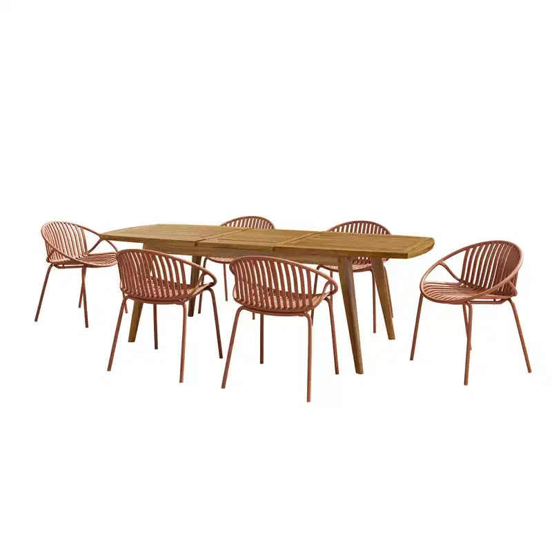 Christopher Knight Home Paco 7 Pieces Outdoor Modern Expandable Dining Set with Stackable Chair