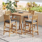 Christopher Knight Home Gaye 5 Pieces Outdoor Rattan and Acacia Wood Bar Set