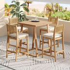 Christopher Knight Home Gaye 5 Pieces Outdoor Rattan and Acacia Wood Bar Set