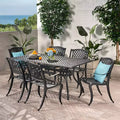 Christopher Knight Home Bonneville Outdoor Cast Aluminum 7 Piece Dining Set with Umbrella Hole, Antique Matte Black