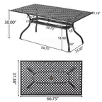 Christopher Knight Home Bonneville Outdoor Cast Aluminum 7 Piece Dining Set with Umbrella Hole, Antique Matte Black