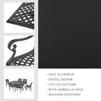 Christopher Knight Home Bonneville Outdoor Cast Aluminum 7 Piece Dining Set with Umbrella Hole, Antique Matte Black