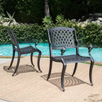 Christopher Knight Home Bonneville Outdoor Cast Aluminum 7 Piece Dining Set with Umbrella Hole, Antique Matte Black