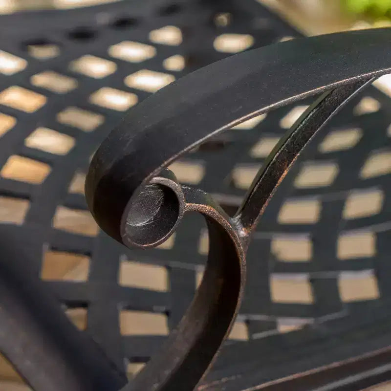 Christopher Knight Home Virago Outdoor Cast Aluminum Expandable 7 Piece Dining Set with Umbrella Hole, Shiny Copper