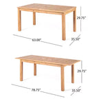 GDFStudio Aloha Outdoor Acacia Wood and Wicker 7 Piece Expandable Dining Set