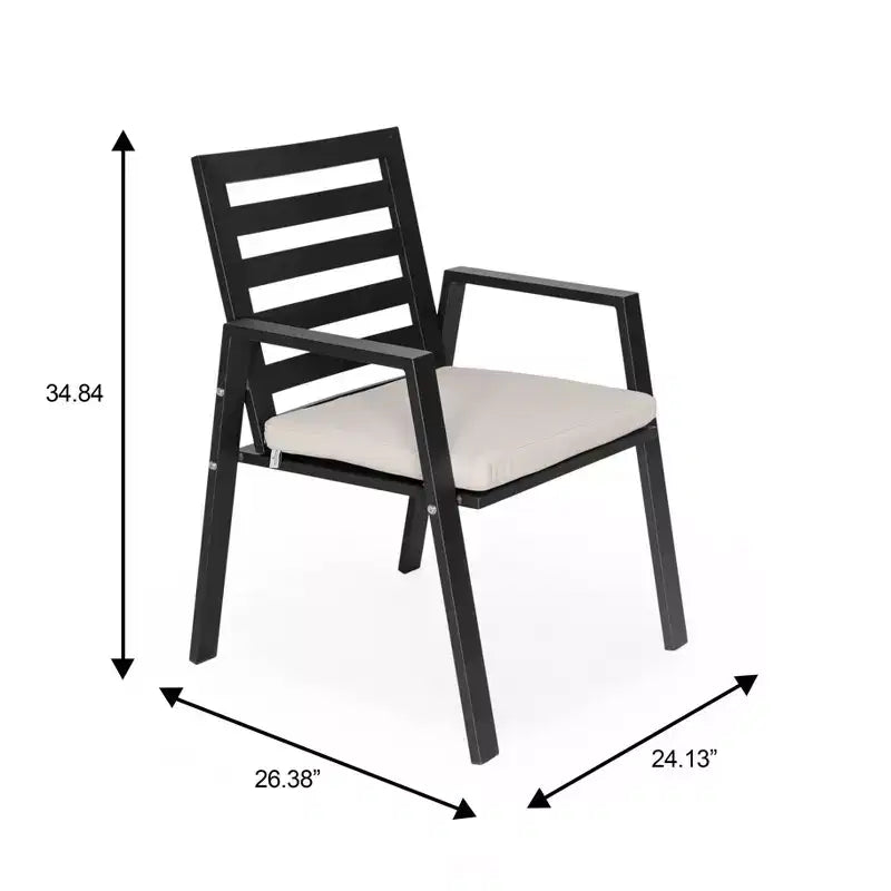 LeisureMod Chelsea 7-Piece Patio Dining Set, 60 Round Aluminum Dining Table and 6 Dining Armchair