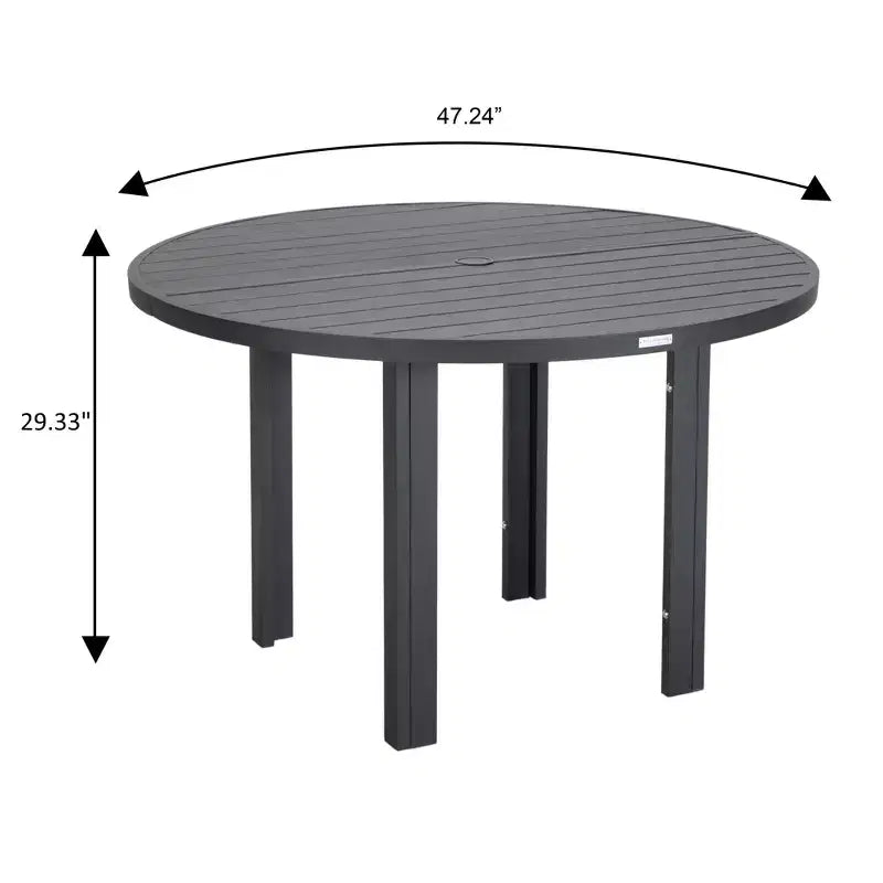 LeisureMod Chelsea 7-Piece Patio Dining Set, 60 Round Aluminum Dining Table and 6 Dining Armchair