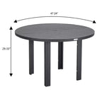 LeisureMod Chelsea 7-Piece Patio Dining Set, 60 Round Aluminum Dining Table and 6 Dining Armchair
