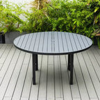 LeisureMod Chelsea 7-Piece Patio Dining Set, 60 Round Aluminum Dining Table and 6 Dining Armchair