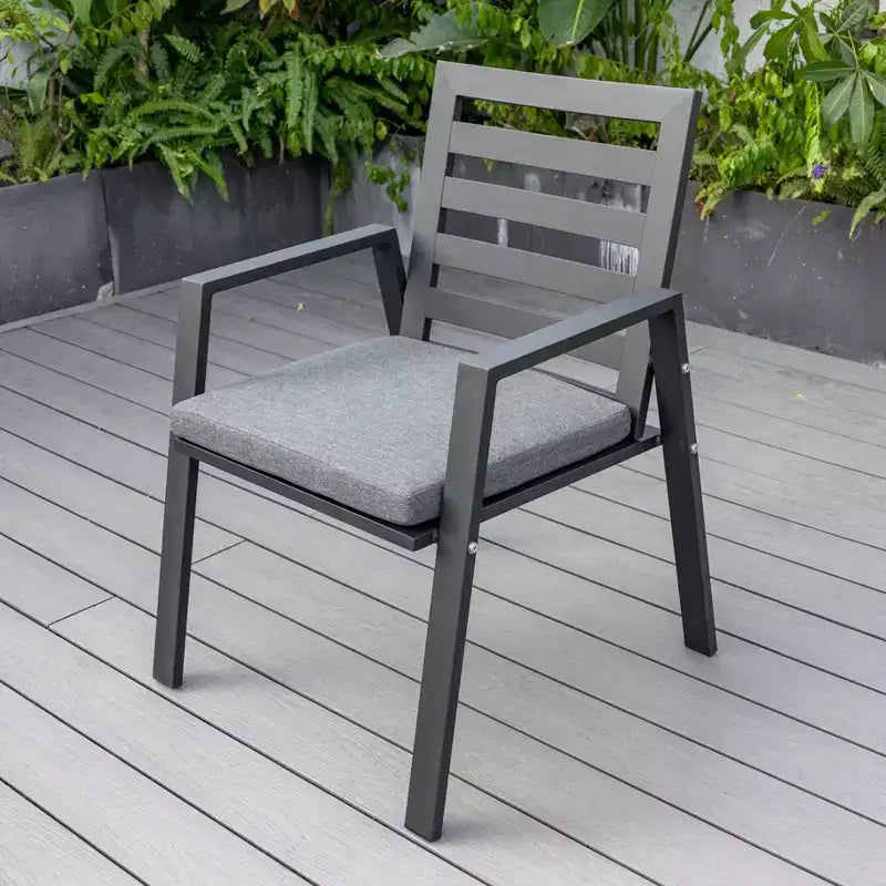 LeisureMod Chelsea 7-Piece Patio Dining Set, 60 Round Aluminum Dining Table and 6 Dining Armchair