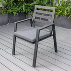 LeisureMod Chelsea 7-Piece Patio Dining Set, 60 Round Aluminum Dining Table and 6 Dining Armchair