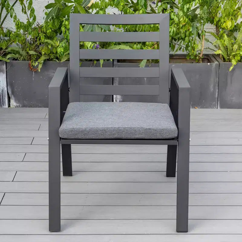 LeisureMod Chelsea 7-Piece Patio Dining Set, 60 Round Aluminum Dining Table and 6 Dining Armchair
