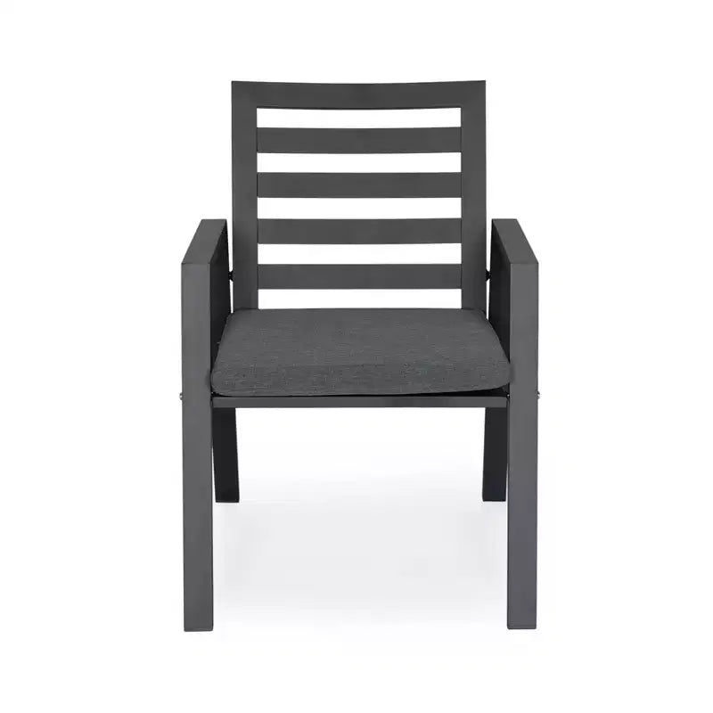 LeisureMod Chelsea 7-Piece Patio Dining Set, 60 Round Aluminum Dining Table and 6 Dining Armchair