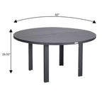 LeisureMod Chelsea 7-Piece Patio Dining Set, 60 Round Aluminum Dining Table and 6 Dining Armchair