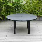 LeisureMod Chelsea 7-Piece Patio Dining Set, 60 Round Aluminum Dining Table and 6 Dining Armchair
