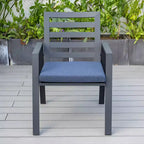 LeisureMod Chelsea 7-Piece Patio Dining Set, 60 Round Aluminum Dining Table and 6 Dining Armchair