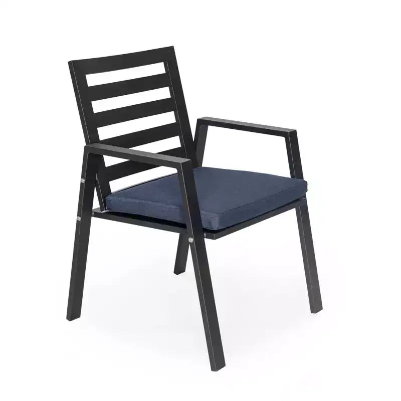 LeisureMod Chelsea 7-Piece Patio Dining Set, 60 Round Aluminum Dining Table and 6 Dining Armchair