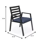 LeisureMod Chelsea 7-Piece Patio Dining Set, 60 Round Aluminum Dining Table and 6 Dining Armchair