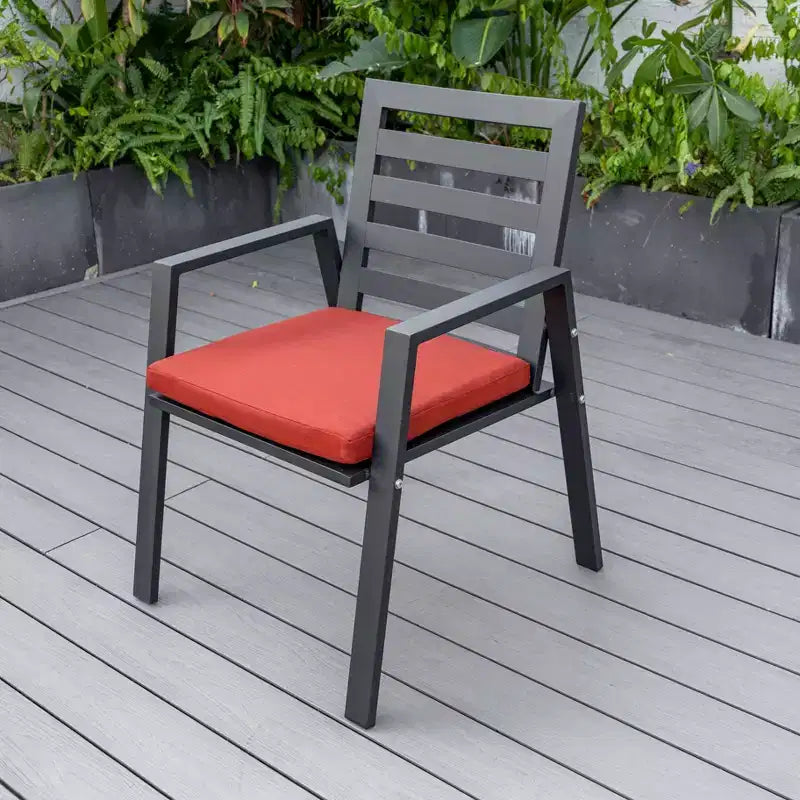 LeisureMod Chelsea 7-Piece Patio Dining Set, 60 Round Aluminum Dining Table and 6 Dining Armchair