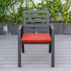 LeisureMod Chelsea 7-Piece Patio Dining Set, 60 Round Aluminum Dining Table and 6 Dining Armchair