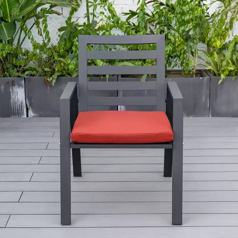 LeisureMod Chelsea 7-Piece Patio Dining Set, 60 Round Aluminum Dining Table and 6 Dining Armchair
