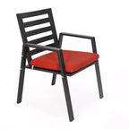LeisureMod Chelsea 7-Piece Patio Dining Set, 60 Round Aluminum Dining Table and 6 Dining Armchair