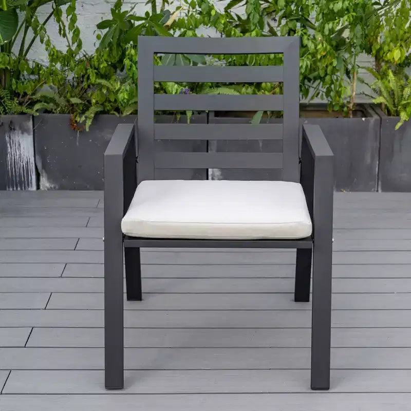 LeisureMod Chelsea 7-Piece Patio Dining Set, 60 Round Aluminum Dining Table and 6 Dining Armchair