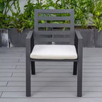 LeisureMod Chelsea 7-Piece Patio Dining Set, 60 Round Aluminum Dining Table and 6 Dining Armchair