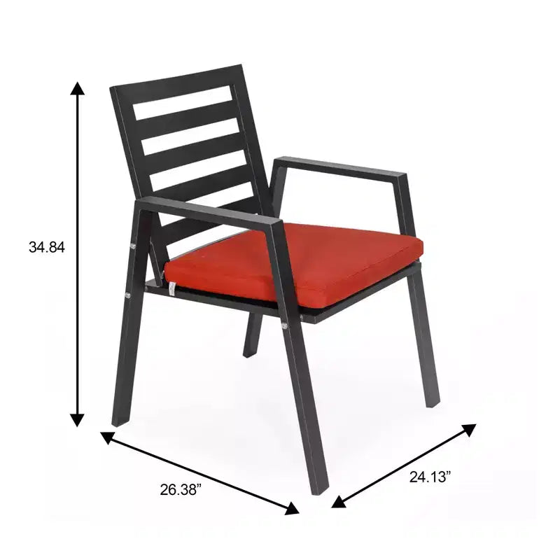 LeisureMod Chelsea 7-Piece Patio Dining Set, 60 Round Aluminum Dining Table and 6 Dining Armchair