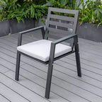 LeisureMod Chelsea 7-Piece Patio Dining Set, 60 Round Aluminum Dining Table and 6 Dining Armchair