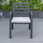 LeisureMod Chelsea 7-Piece Patio Dining Set, 60 Round Aluminum Dining Table and 6 Dining Armchair