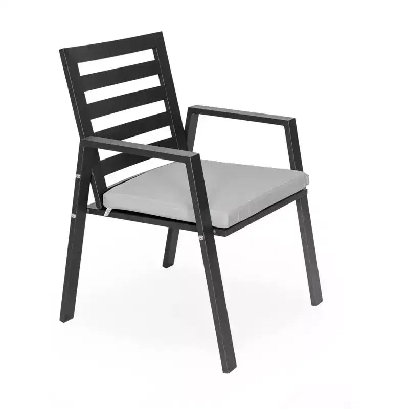 LeisureMod Chelsea 7-Piece Patio Dining Set, 60 Round Aluminum Dining Table and 6 Dining Armchair