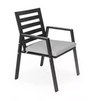 LeisureMod Chelsea 7-Piece Patio Dining Set, 60 Round Aluminum Dining Table and 6 Dining Armchair