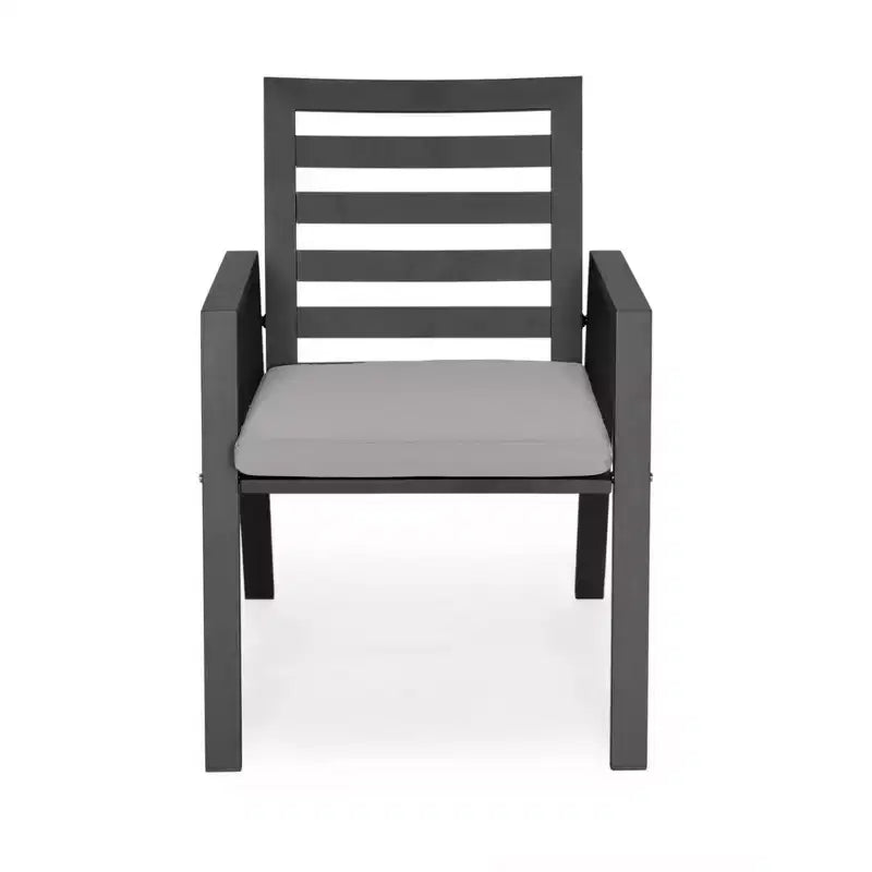 LeisureMod Chelsea 7-Piece Patio Dining Set, 60 Round Aluminum Dining Table and 6 Dining Armchair