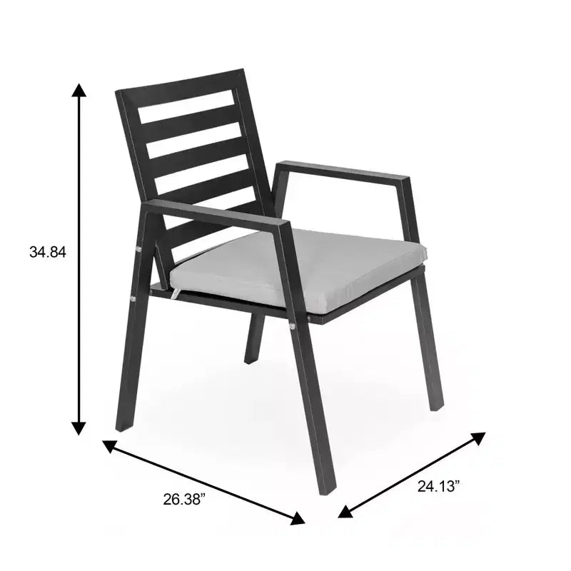LeisureMod Chelsea 7-Piece Patio Dining Set, 60 Round Aluminum Dining Table and 6 Dining Armchair