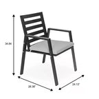 LeisureMod Chelsea 7-Piece Patio Dining Set, 60 Round Aluminum Dining Table and 6 Dining Armchair