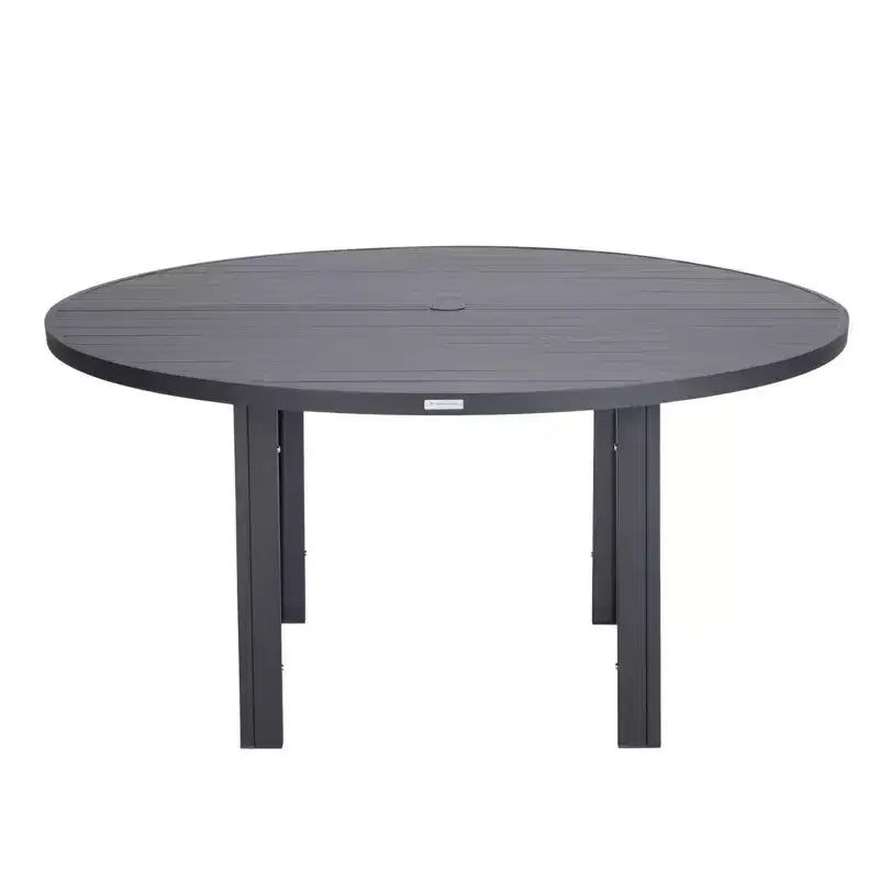 LeisureMod Chelsea 7-Piece Patio Dining Set, 60 Round Aluminum Dining Table and 6 Dining Armchair