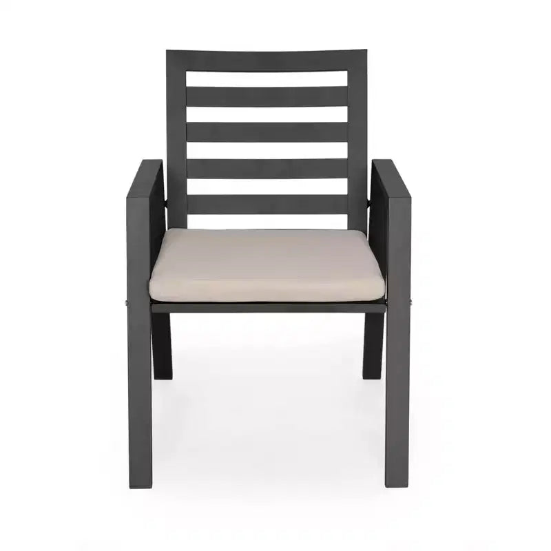 LeisureMod Chelsea 7-Piece Patio Dining Set, 60 Round Aluminum Dining Table and 6 Dining Armchair
