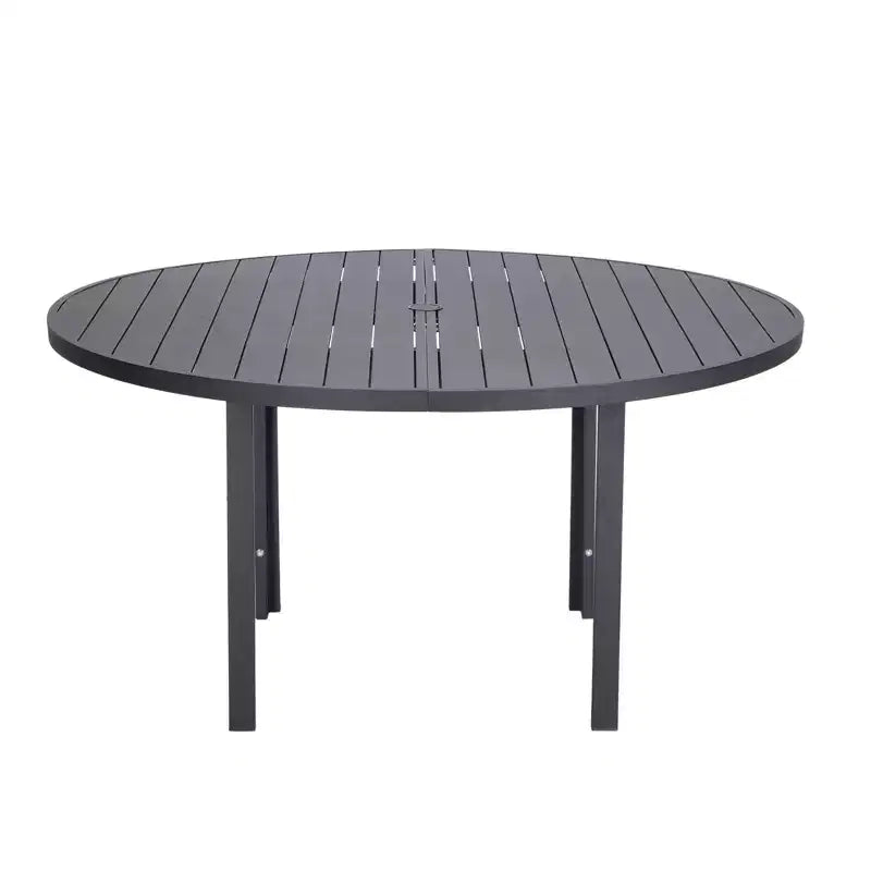 LeisureMod Chelsea 7-Piece Patio Dining Set, 60 Round Aluminum Dining Table and 6 Dining Armchair