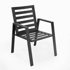 LeisureMod Chelsea 7-Piece Patio Dining Set, 60 Round Aluminum Dining Table and 6 Dining Armchair